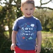 Frugi - T-Shirt Save my Planet blau, kbA