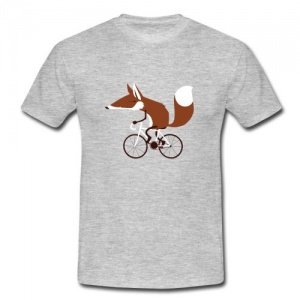Fuchs auf Fahrrad Männer T-Shirt von Spreadshirt®, XL, Grau meliert