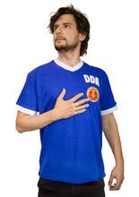 Fussball Kulttrikot DDR blau-weiss