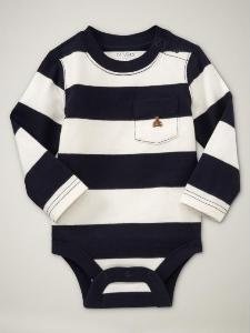 GAP Body Langarm Streifen Blau/Weiß