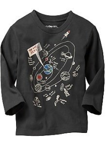 GAP Langarm Grafik T-Shirt Planeten