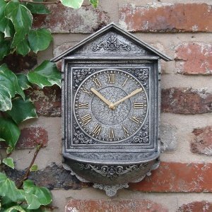 Gartenuhr mit Futterstation "Pewter"