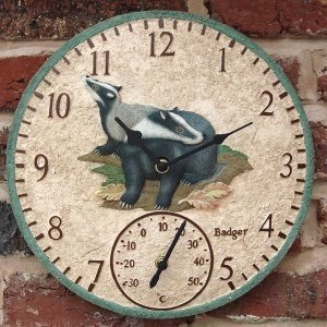 Gartenuhr mit Thermometer "Badger", wett