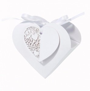 Gastgeschenk-Box Weißes Herz, 10 St.