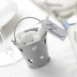 Gastgeschenk Mini-Eimer Herz, silber, 5 