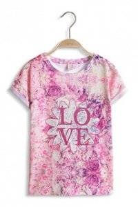 Geblümtes LOVE T-Shirt