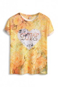 Geblümtes LOVE T-Shirt