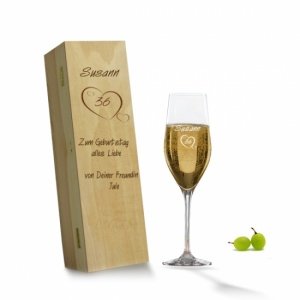 *Geburtstag* Sektglas in Holzkiste