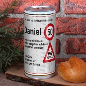 Geburtstagsgrüße auf einer 1 Liter Bierb