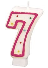 Geburtstagskerze Zahl 7 Torten-Deko weis