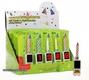 Geburtstagskerze mit LED-Anzeige und Mus