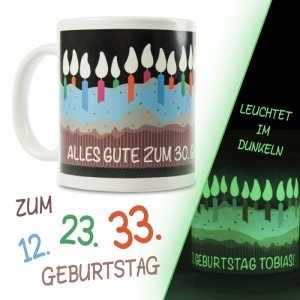 Geburtstagstasse mit Leuchtkerzen
