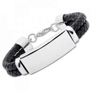 Geflochtenes Lederarmband mit Gravurplat