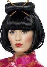 Geisha Chinesin Japanerin Perücke schwar