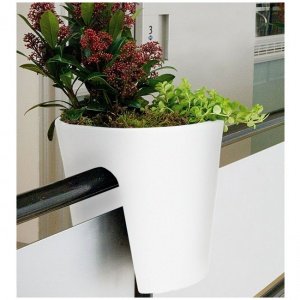 Geländertopf, rund, weiß