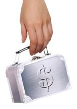 Geldkoffer Handtasche silber