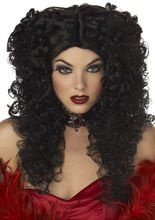 Gelockte Vampirin Perücke schwarz