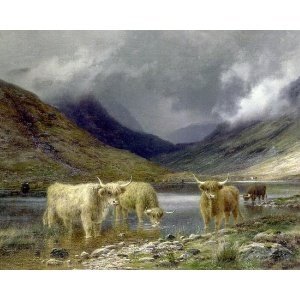 Gemälde-Replik "Highland Cattle by a Loc