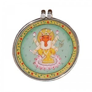 Genesha Anhänger mit Silberfassung Farbe