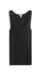 Geripptes Baumwoll-Spitzen-Top