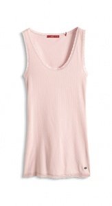 Geripptes Tank-Top mit Spitze