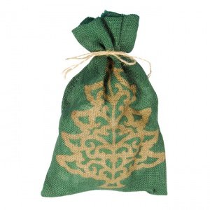 Geschenk-Jutesack, grün/gold, 35 x 24 cm