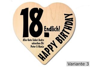 Geschenk zum 18. Geburtstag: Herz Holzsc