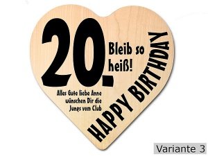 Geschenk zum 20. Geburtstag: Herz Holzsc