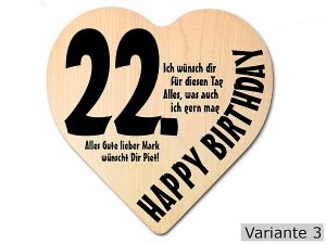 Geschenk zum 22. Geburtstag: Herz Holzsc