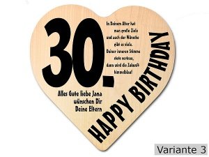 Geschenk zum 30. Geburtstag: Herz Holzsc
