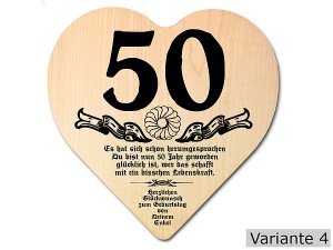 Geschenk zum 50. Geburtstag: Herz Holzsc