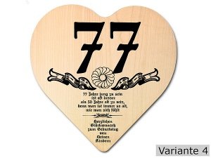 Geschenk zum 77. Geburtstag: Herz Holzsc