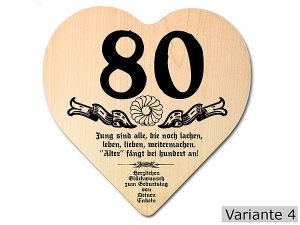 Geschenk zum 80. Geburtstag: Herz Holzsc