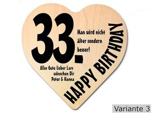 Geschenk zum Geburtstag: Holzherz mit Wu