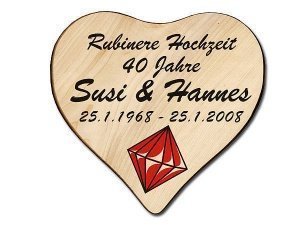 Geschenk zur Rubin Hochzeit: Herz Holzsc