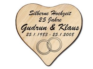 Geschenk zur Silber Hochzeit: Herz Holzs