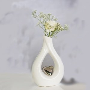 Geschenkidee Keramik-Vase Silbernes Herz