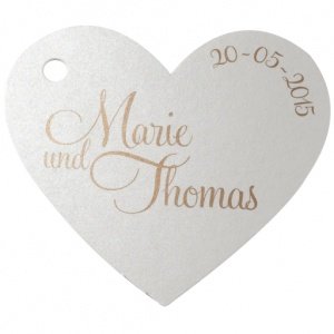 Geschenkkärtchen Herz, perlmutt, 10 St.