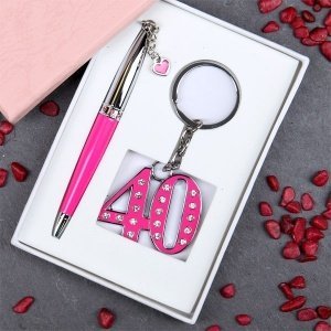 Geschenkset in Pink mit Strass zum 40.