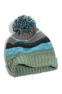 Gestreifte Grobstrickmütze