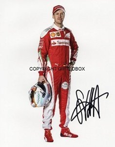 Giftedbox Foto, mit Sebastian Vettel 2016, mit gedruckter Signatur und Zertifikat