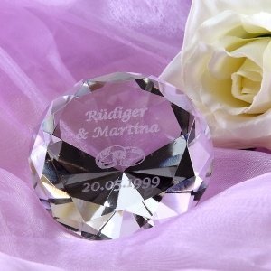 Glas-Diamant, Motiv: Ringe graviert mit 