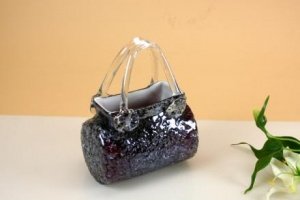 Glas Handtasche 20x15cm lila