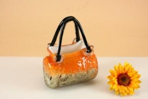Glas Handtasche 20x15cm, orange