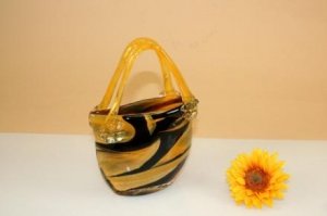 Glas Handtasche 24x18cm Gelb / Schwarz