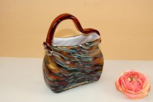Glas Handtasche 24x18cm bunt