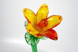 Glasblume gelb/rot 35cm
