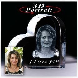 Glasfoto Herz in 3D Portrait