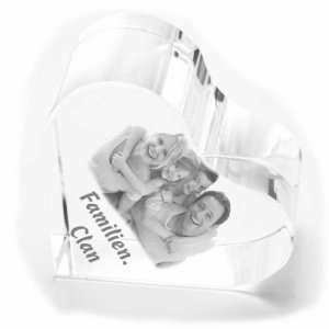 Glasfoto Herz mit Gravur