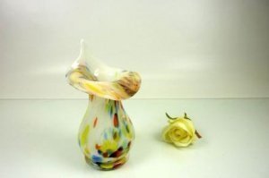 Glashütten Vase mit Spitzrand weiß 20cm